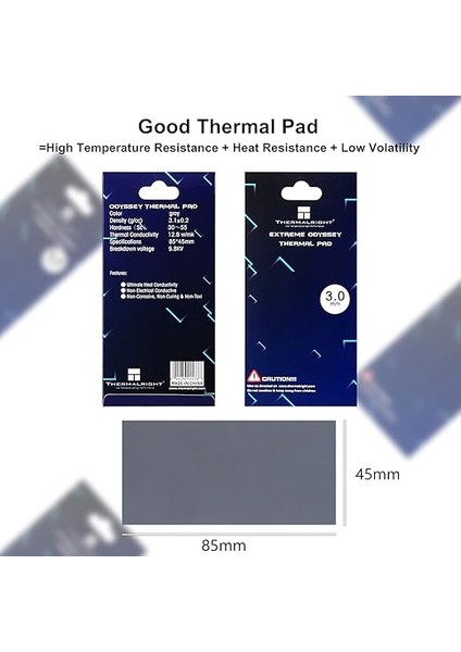 Thermalright Termal Ped 3 mm 12,8 W/mk, 85X45X3.0 Mm, Iletken Olmayan Isı Direnci, Odyssey Silikon Termal Pedler Pc Ps5 Ps4 Dizüstü Bilgisayar Soğutucu Gpu/cpu/ssd/vram/led Soğutucu fiyatları