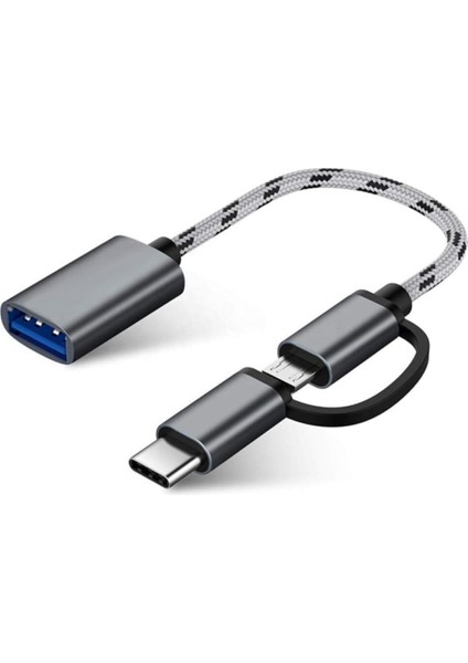 4901 USB 3.0 Otg To Type-C Micro USB Data Şarj Çevirici Dönüştürücü Adaptör
