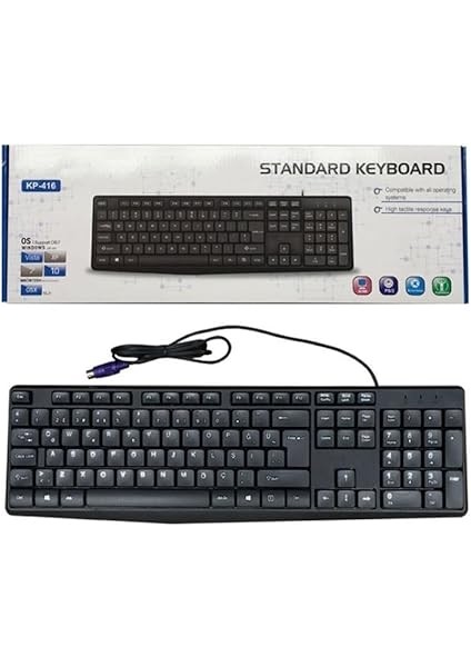 Girişli Klavye Yuvarlak Girişli Ps2 Klavye 1.2 Metre Kablo Uzunluğu modelleri