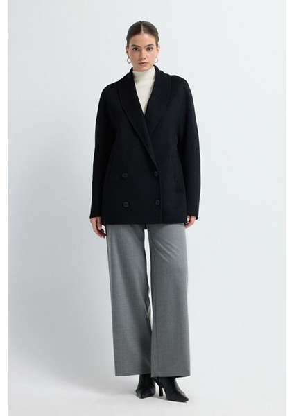 Kruvaze Kaşe Kısa Kaban Siyah 13645490000 modelleri