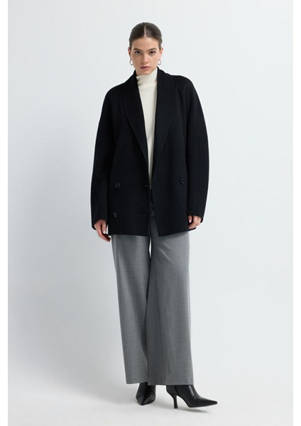 Kruvaze Kaşe Kısa Kaban Siyah 13645490000 indirimleri