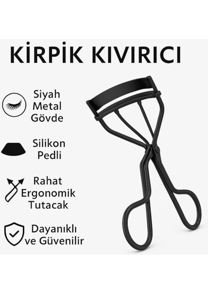Suwors Kirpik Kıvırıcı – Siyah Metal Gövde, Silikon Pedli – Makas Tipi Kirpik Şekillendirici Alet – Göz Makyajı Için Pratik Kullanım modelleri