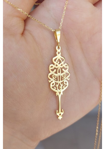 925 Ayar Gümüş 24 Ayar Altın Kaplama Ya Vedud Kolye