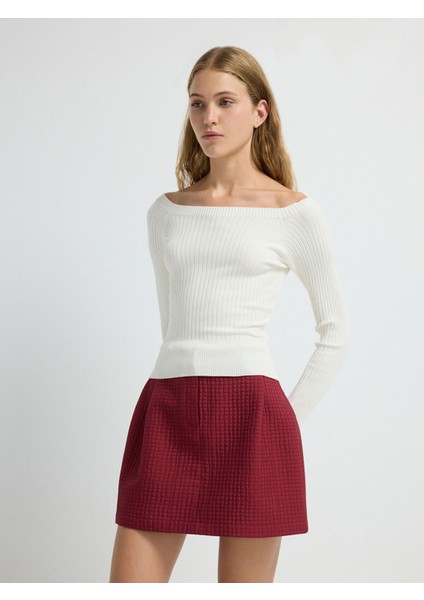 Yakası Açık Triko Kazak Kemik 13942993002 indirimleri
