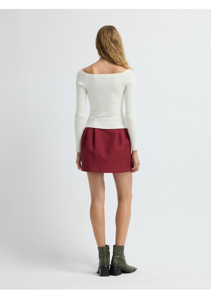 Yakası Açık Triko Kazak Kemik 13942993002