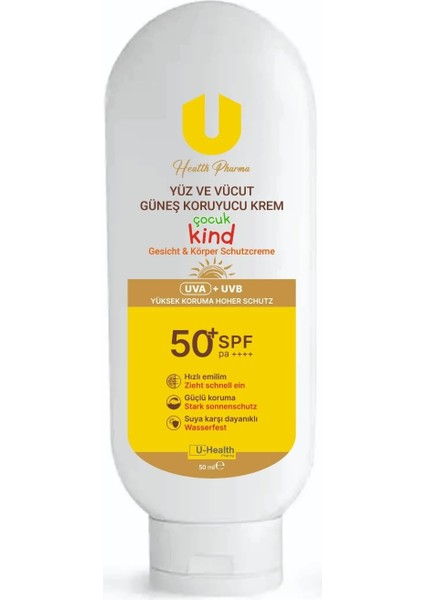 U Health Güneş Kremi 50 Spf Kids 50ML