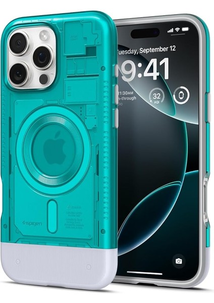 iPhone 16 Pro Max ile Uyumlu Magsafe Kılıf Classic C1 Hava Kanalı Teknolojisi Askeri Sınıf Koruma Magfit Bondi Blue iMac Tasarım Kapak - ACS08019