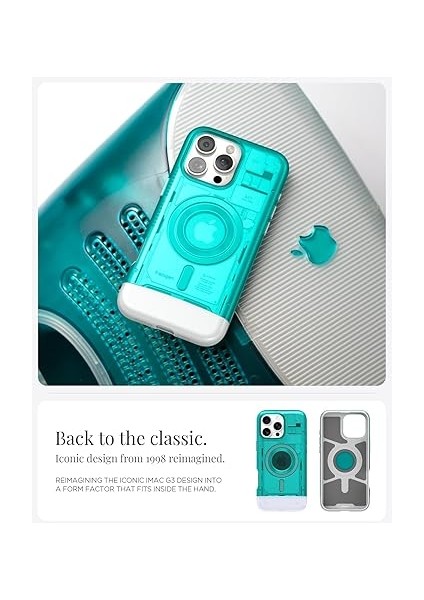 iPhone 16 Pro Max ile Uyumlu Magsafe Kılıf Classic C1 Hava Kanalı Teknolojisi Askeri Sınıf Koruma Magfit Bondi Blue iMac Tasarım Kapak - ACS08019 indirimleri