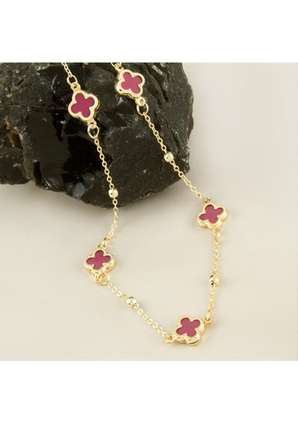 Çiçek Mineli Yeni Sezon Zincir Kolye 45 cm