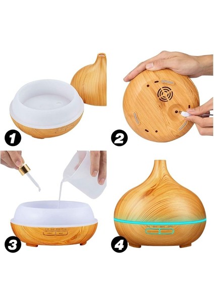 H2O Kumandalı Hava Nemlendirici Difüzör 550 ml Açık Ahşap fiyatları