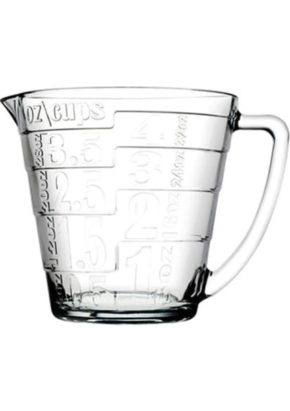 Kulplu Ölçü Kabı 1000 cc Cam Kabartmalı Ölçü Kabı Sürahisi