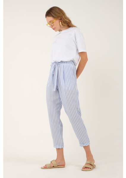 Çizgili Pantolon Mavi
