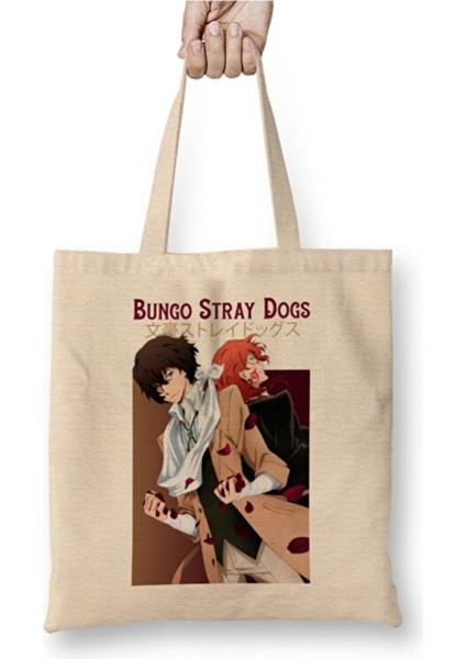 Bungou Stray Dogs Anime Osamu Dazai x Chuuya Nakahara Bez Çanta Uzun Saplı Alışveriş Çantası
