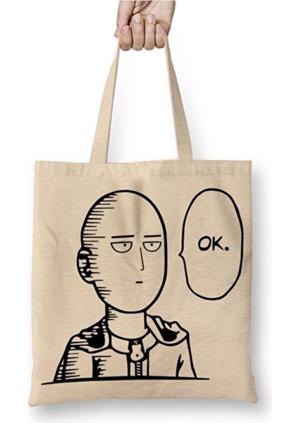 One Punch Man Bez Çanta Uzun Saplı Alışveriş Çantası Plaj Çantası
