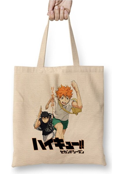 Haikyuu Hinata And Kageyama Bez Çanta Uzun Saplı Alışveriş Çantası Plaj Çantası
