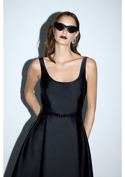 Kolsuz Midi Boy Elbise Siyah 12443243003 modelleri