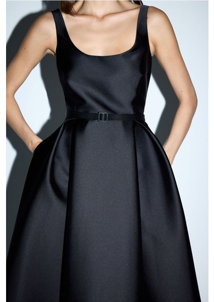 Kolsuz Midi Boy Elbise Siyah 12443243003 indirimleri