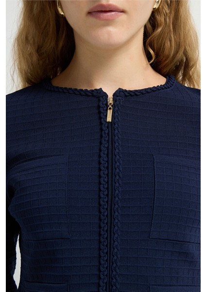 Cep Detaylı Fermuarlı Triko Hırka Lacivert 13445591000 fiyatları