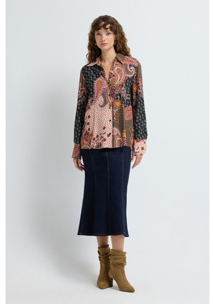 Önü Düğmeli Desenli Gömlek Emp.pudra 13046060000 modelleri