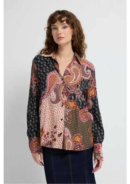 Önü Düğmeli Desenli Gömlek Emp.pudra 13046060000 fırsatları