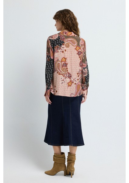 Önü Düğmeli Desenli Gömlek Emp.pudra 13046060000 indirimleri