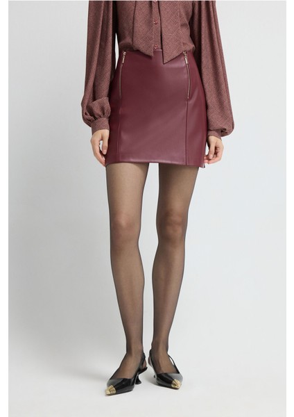 Fermuar Detaylı Deri Etek Bordo 12745997000 fiyatları