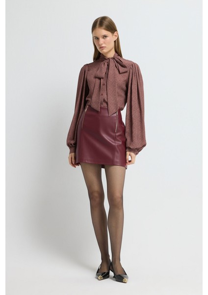 Fermuar Detaylı Deri Etek Bordo 12745997000 modelleri