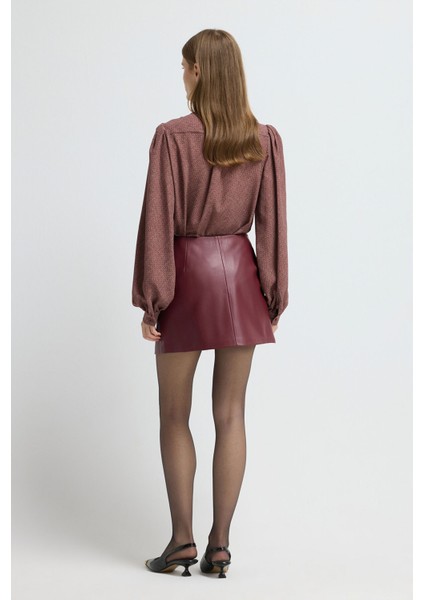 Fermuar Detaylı Deri Etek Bordo 12745997000 indirimleri