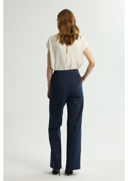 Jean Görünümlü Geniş Paça Pantolon Lacivert 153L9470001