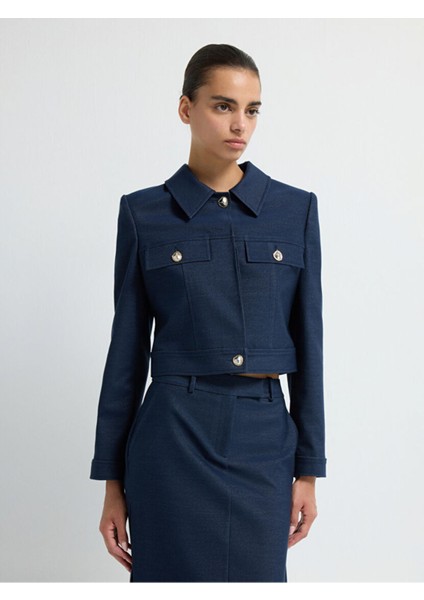 Crop Ceket Lacivert 11945795000