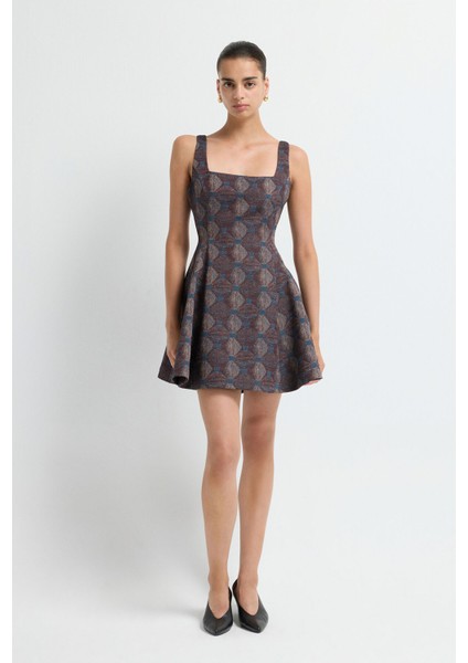 Kolsuz Mini Jakar Elbise Emp.lacivert 12445663000