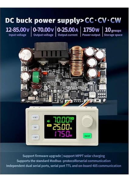 XY7025 Cnc Dc Buck Ayarlanabilir Ayarlı Güç Kaynağı Sabit Gerilim ve Sabit Akım Renkli Ekran 70V/25A/1750W fırsatları