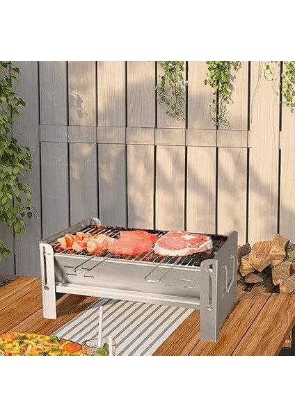Katlanır Mangal, Paslanmaz Çelik, Barbekü Kömür Mangalı, Izgaralı, Portatif Taşınabilir Pratik Mangal fırsatları