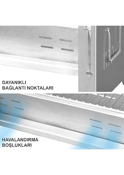 Katlanır Mangal, Paslanmaz Çelik, Barbekü Kömür Mangalı, Izgaralı, Portatif Taşınabilir Pratik Mangal indirimleri