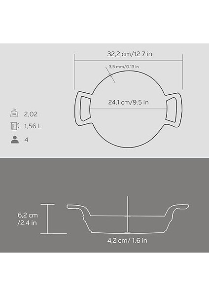 Döküm Yuvarlak Sahan Döküm Demir Yekpare Çift Kulplu ÇAP(Ø)24CM. indirimleri