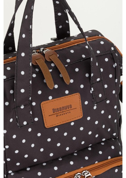 Siyah Puantiyeli Termos Gözlü Anne Bebek Bakım Sırt Çantası | Çok Gözlü Organizer-Ponponlu fırsatları