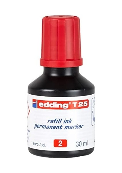 T 25 Permanent Yedek Mürekkep - Kalıcı Mürekkep - Kırmızı - 25 ml fiyatları