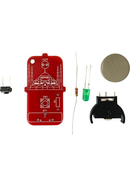Ayasofya Cami Pcb Anahtarlık Lehim Pratik Devre Seti Müzeler Haftası - Stem Kiti LED -CR2032 modelleri