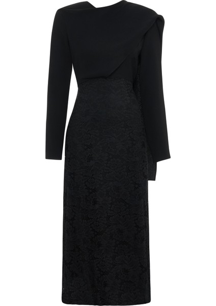 Sırt Bağlama Detaylı Dantel Elbise 26W40854