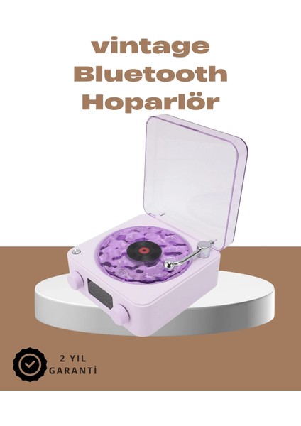 360° Sesli Kablosuz Hoparlör - Retro Tasarım ve Projektör Işığı