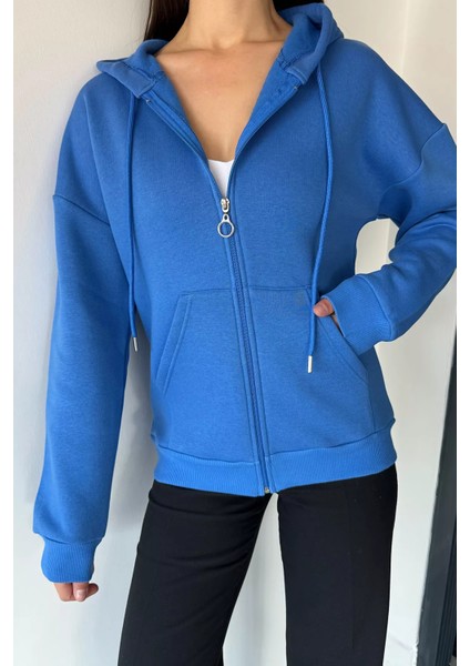 Kadın Üç Iplik Şardonlu Kapüşonlu Sweatshirt P-00019011