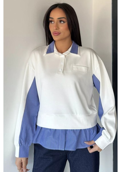 Kadın Polo Yaka Gömlek Garnili Sweatshirt P-00019010 fiyatları