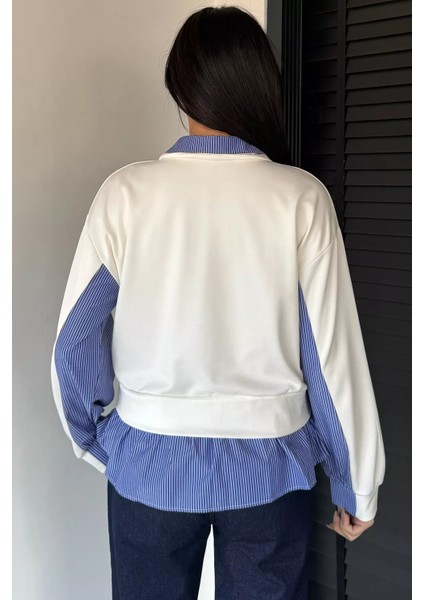 Kadın Polo Yaka Gömlek Garnili Sweatshirt P-00019010 fırsatları
