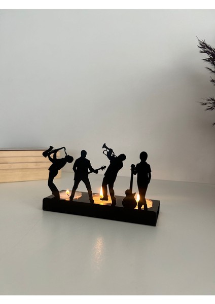 Jazz ve Rock Müzikal Temalı Dekoratif Metal Mumluk fiyatları