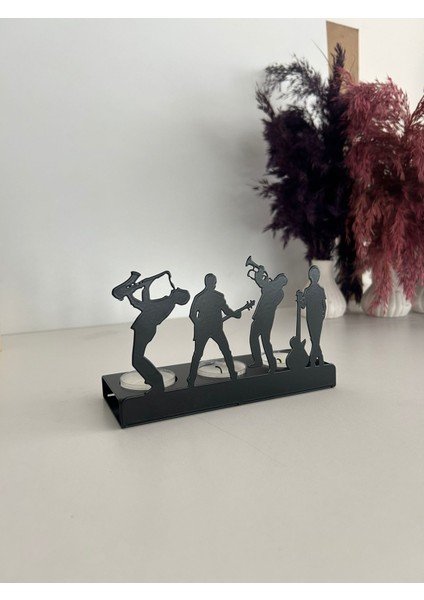 Jazz ve Rock Müzikal Temalı Dekoratif Metal Mumluk fırsatları