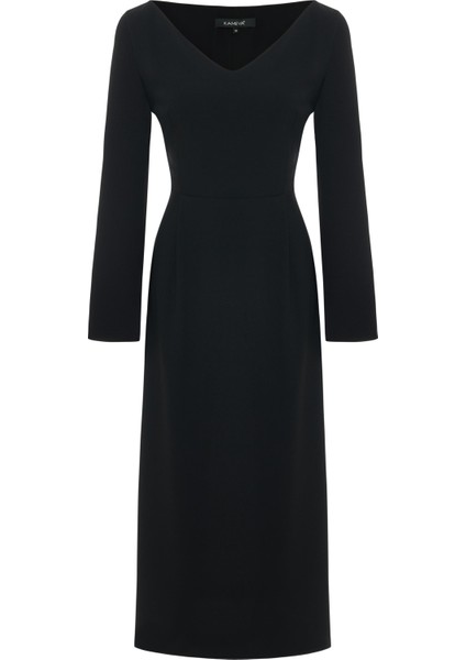 V Yaka Uzun Elbise 26W40817