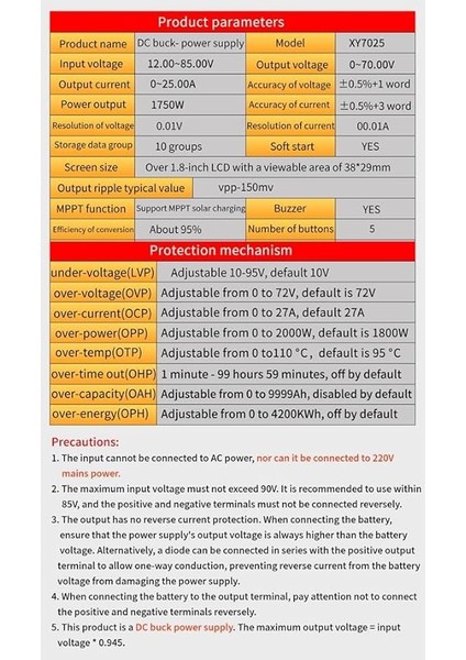 XY7025 Cnc Dc Buck Ayarlanabilir Ayarlı Güç Kaynağı Sabit Gerilim ve Sabit Akım Renkli Ekran 70V/25A/1750W indirimleri