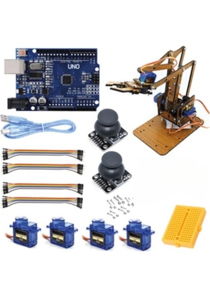 Arduino Uno Mdf Robot Kol Kiti - Demonte Set