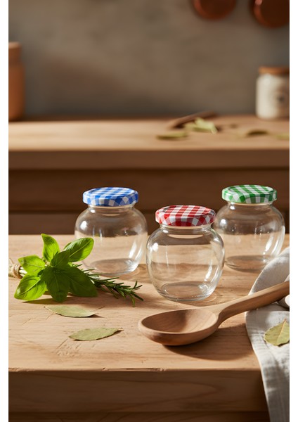 3’lü Cam Baharatlık Seti – Renkli Kapaklı Yuvarlak Kavanoz Takımı 370 ml indirimleri