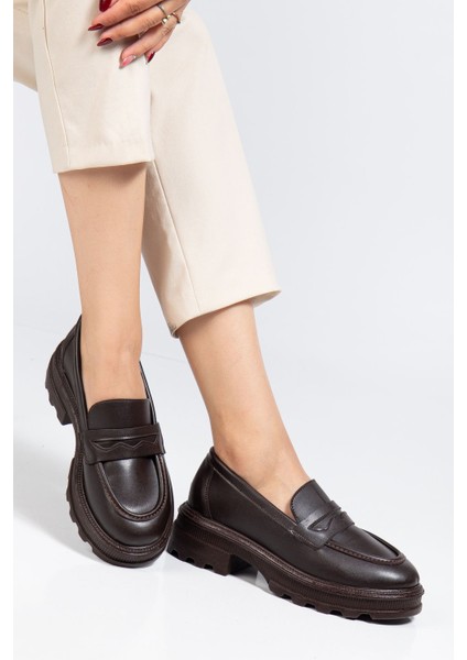 746-759 Kahve Günlük Yüksek Tabanlı Loafer Ayakkabı fiyatları